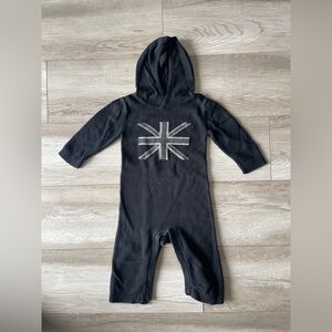 GAP Black Hooded Kids Footie with Flag Design
